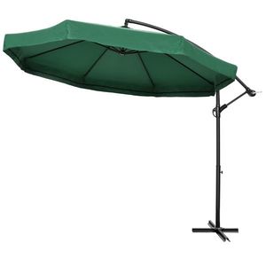 Outsunny Umbrelă de Soare cu Plasă de Țânțari, Umbrelă de Soare cu Deschidere Manivelă și Bază Transversală, 295x295x240 cm, Verde imagine