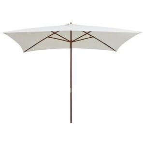 vidaXL Umbrelă de soare cu stâlp de lemn, 200 x 300 cm, alb crem imagine