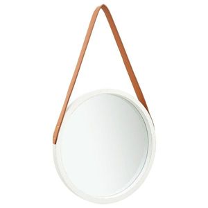 vidaXL Oglindă de perete cu o curea, 40 cm, alb imagine