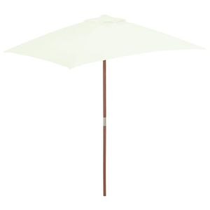 vidaXL Umbrelă de soare, exterior, stâlp lemn, 150x200 cm, nisipiu imagine