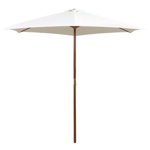vidaXL Umbrelă de soare cu stâlp de lemn 270 x 270 cm, alb crem imagine