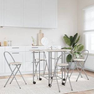 vidaXL Set masă și scaune de bucătărie pliabile din MDF, 5 piese imagine