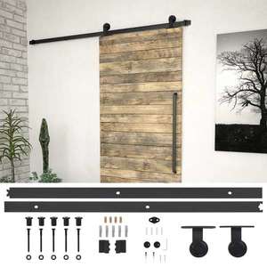 vidaXL Set feronerie pentru uși glisante SKIEN, negru, 200 cm, oțel imagine