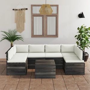 vidaXL Set mobilier grădină din paleți, cu perne, 7 piese, lemn pin imagine
