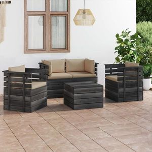 vidaXL Set mobilier grădină paleți cu perne 5 piese lemn masiv pin imagine