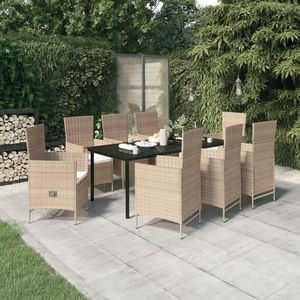 vidaXL Set mobilier pentru grădină, cu perne, 9 piese, bej imagine