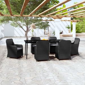 vidaXL Set de mobilier pentru grădină, cu perne, 7 piese, negru imagine