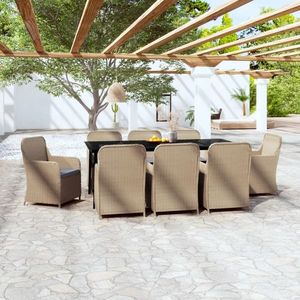 vidaXL Set mobilier de grădină cu perne, 9 piese, maro imagine