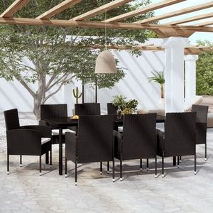 vidaXL Set mobilier pentru grădină, 9 piese, negru imagine