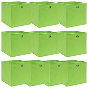 vidaXL Cutii depozitare, 10 buc., verde, 32x32x32 cm, textil imagine