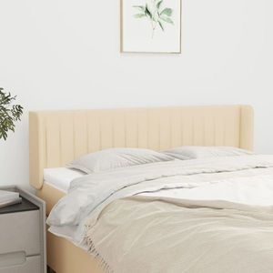 vidaXL Tăblie de pat cu aripioare crem 147x16x78/88 cm textil imagine