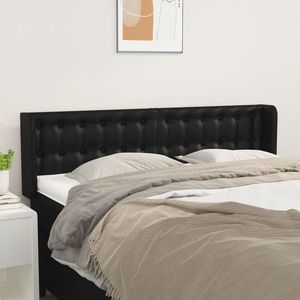 vidaXL Tăblie de pat cu aripioare negru 147x16x78/88cm piele ecologică imagine