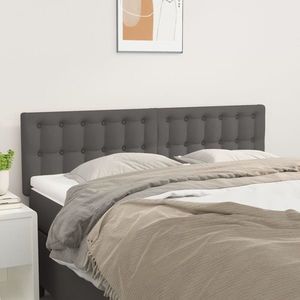 vidaXL Tăblii de pat, 2 buc., gri, 72x5x78/88 cm, piele ecologică imagine
