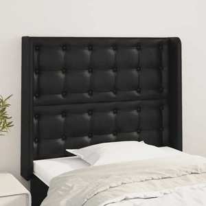 vidaXL Tăblie de pat cu aripioare, negru, 83x16x118/128 cm, piele eco imagine