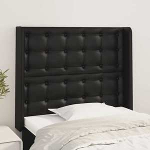 vidaXL Tăblie de pat cu aripioare, negru, 93x16x118/128 cm, piele eco imagine