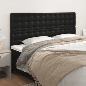 vidaXL Tăblii de pat, 4 buc, negru, 80x5x78/88 cm, piele ecologică imagine