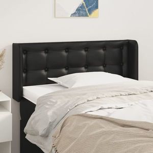 vidaXL Tăblie de pat cu aripioare negru 103x16x78/88cm piele ecologică imagine