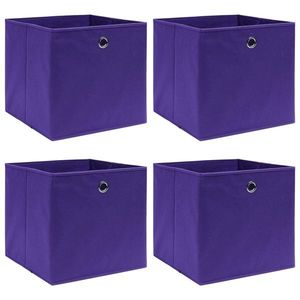 vidaXL Cutii de depozitare 4 buc. violet, 28x28x28 cm, textil nețesut imagine