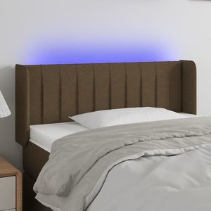 vidaXL Tăblie de pat cu LED, maro închis, 103x16x78/88 cm, textil imagine
