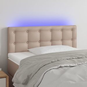 vidaXL Tăblie de pat cu LED, cappuccino, 80x5x78/88cm, piele ecologică imagine