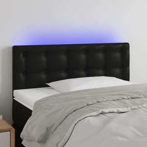 vidaXL Tăblie de pat cu LED, negru, 100x5x78/88 cm, piele ecologică imagine