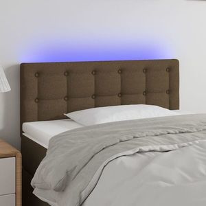vidaXL Tăblie de pat cu LED, maro închis, 90x5x78/88 cm, textil imagine