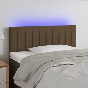 vidaXL Tăblie de pat cu LED, maro închis, 80x5x78/88 cm, textil imagine