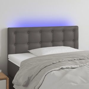 vidaXL Tăblie de pat cu LED, gri, 100x5x78/88 cm, piele ecologică imagine