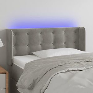 vidaXL Tăblie de pat cu LED, gri deschis, 93x16x78/88 cm, catifea imagine