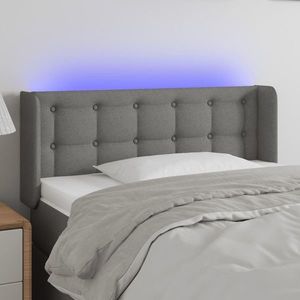vidaXL Tăblie de pat cu LED, gri închis, 93x16x78/88 cm, textil imagine