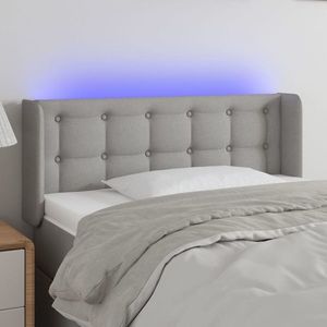 vidaXL Tăblie de pat cu LED, gri deschis, 103x16x78/88 cm, textil imagine