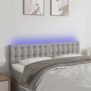 vidaXL Tăblie de pat cu LED, gri deschis, 144x5x78/88 cm, textil imagine