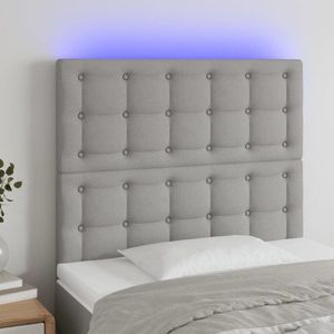 vidaXL Tăblie de pat cu LED, gri deschis, 100x5x118/128 cm, textil imagine