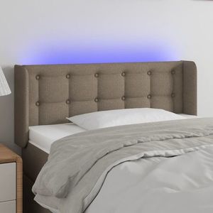 vidaXL Tăblie de pat cu LED, gri taupe, 103x16x78/88 cm, textil imagine