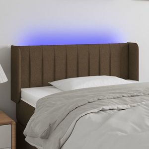 vidaXL Tăblie de pat cu LED, maro închis, 83x16x78/88 cm, textil imagine