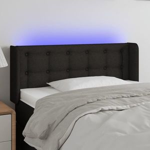 vidaXL Tăblie de pat cu LED, negru, 93x16x78/88 cm, textil imagine