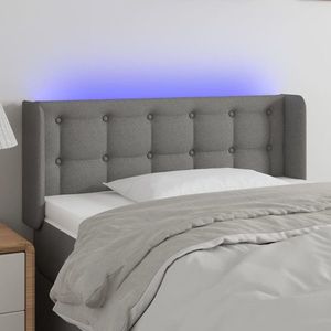 vidaXL Tăblie de pat cu LED, gri închis, 103x16x78/88 cm, textil imagine