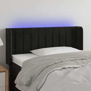 vidaXL Tăblie de pat cu LED, negru, 103x16x78/88 cm, catifea imagine