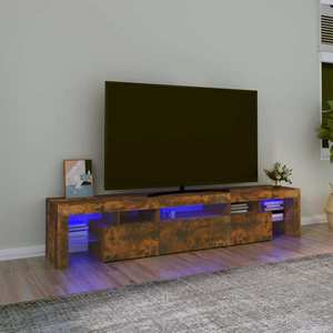 vidaXL Comodă TV cu lumini LED, stejar fumuriu, 200x36, 5x40cm imagine