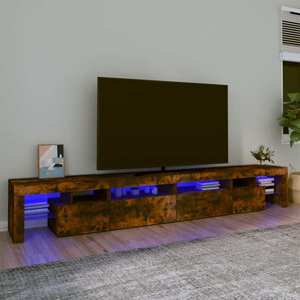 vidaXL Comodă TV cu lumini LED, stejar fumuriu, 260x36, 5x40cm imagine