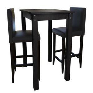 Masă de bar cu 2 scaune de bar, negru imagine