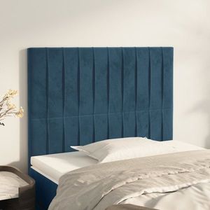 vidaXL Tăblii de pat, 2 buc, albastru închis, 100x5x78/88 cm, catifea imagine