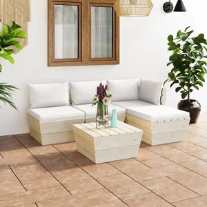 vidaXL Set mobilier grădină din paleți cu perne, 5 piese, lemn molid imagine