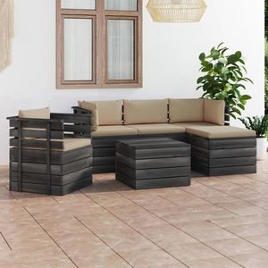 vidaXL Set mobilier grădină paleți cu perne 6 piese lemn masiv pin imagine