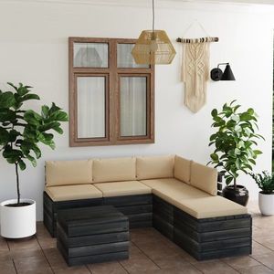 vidaXL Set mobilier grădină paleți cu perne, 6 piese, lemn masiv pin imagine