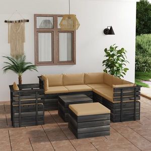 vidaXL Set mobilier grădină paleți cu perne 8 piese lemn masiv pin imagine