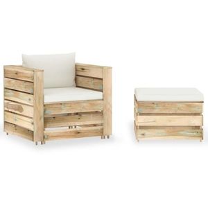 vidaXL Set mobilier de grădină cu perne, 2 piese, lemn verde tratat imagine