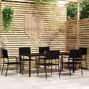 vidaXL Set mobilier de grădină, 7 piese, negru imagine