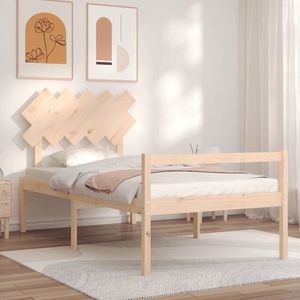 vidaXL Cadru de pat senior cu tăblie, 100x200 cm, lemn masiv imagine