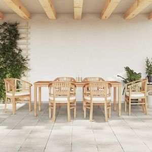 vidaXL Set de masă pentru grădină cu perne, 7 piese, lemn masiv de tec imagine